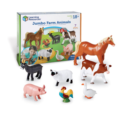 Learning Resources Jumbo Farm Animals, Figures Set For Toddlers, Ages 18 Months+